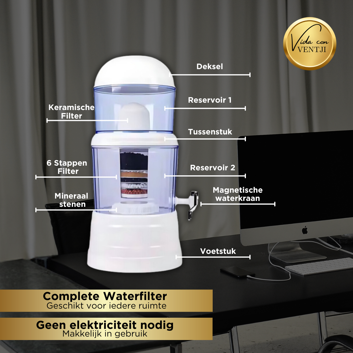 Zwaartekracht Waterfilter Wit