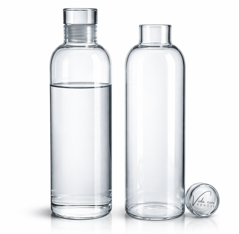 Glazen Drinkfles 500ml 2-Pack Met Glazen Dop