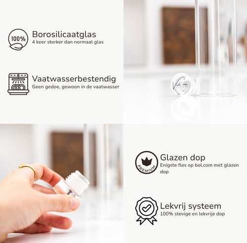 Ventji Clear Bottle - 100% Glazen Drinkfles