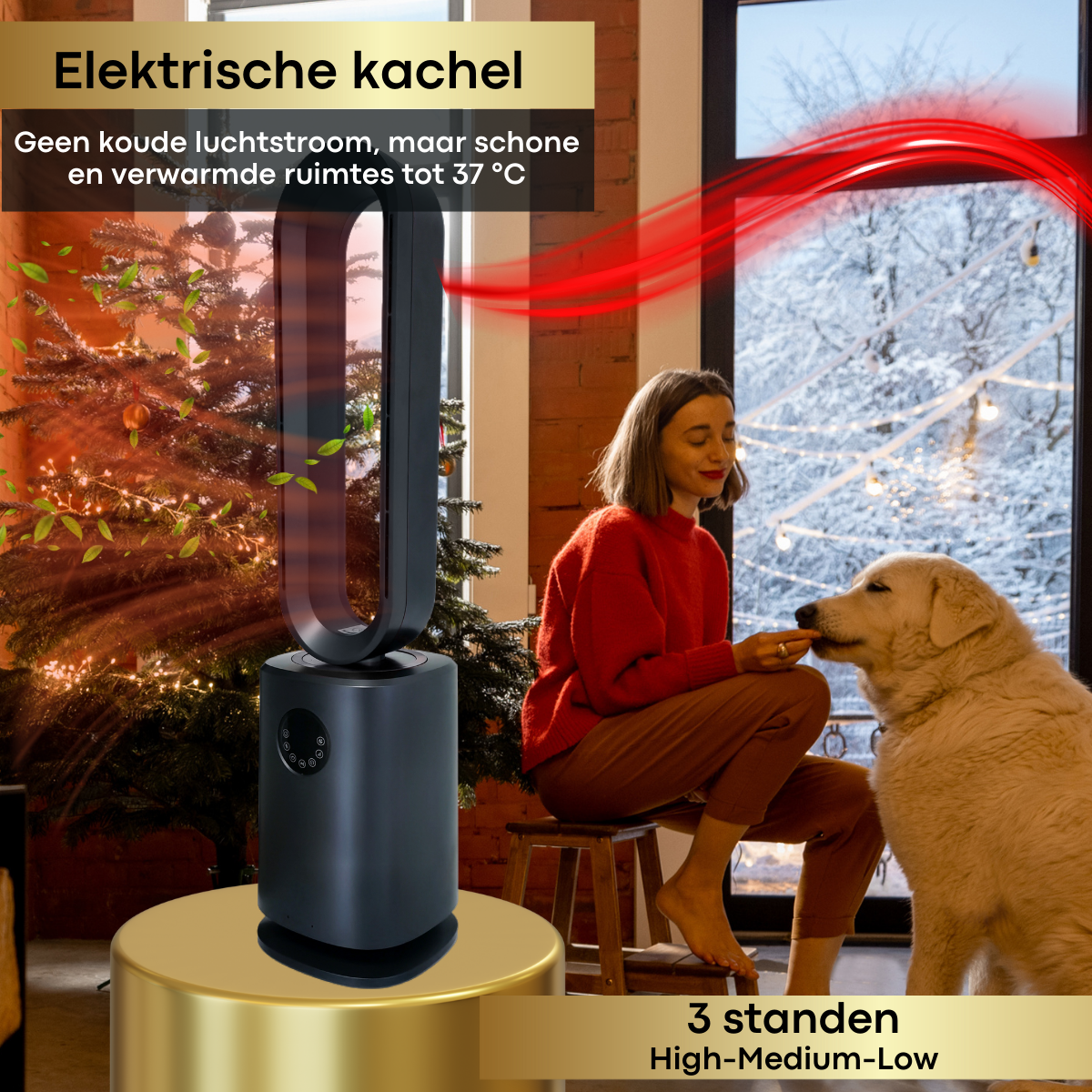 3-in-1 Elektrische Kachel met Ventilator en Luchtreiniger