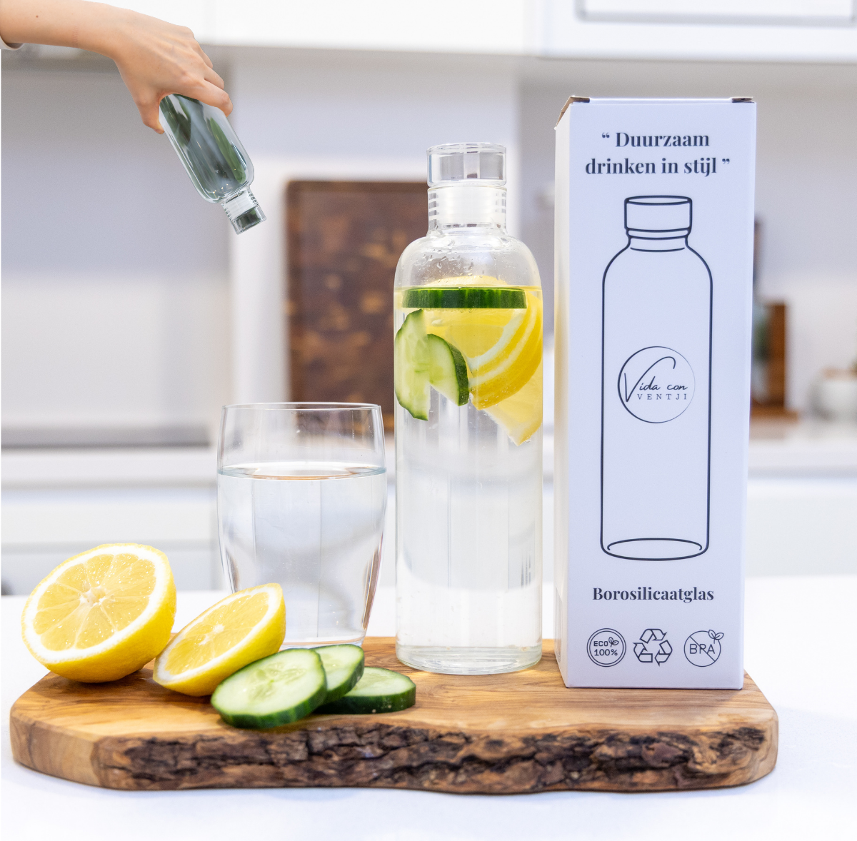 Glassi® Premium Glazen Drinkfles Met Glazen Dop - 2 Pack