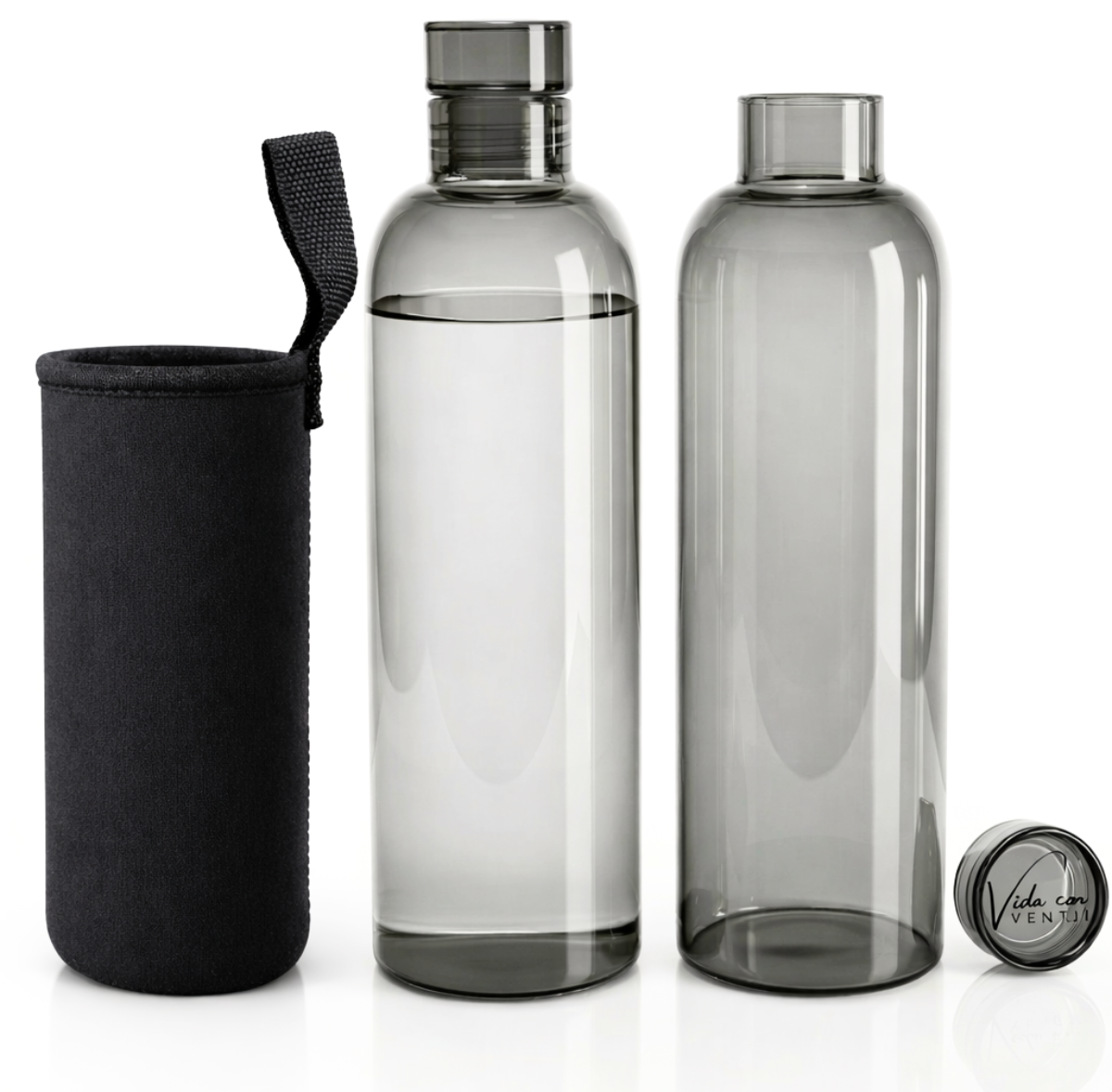Glazen Drinkfles 500ml 2-Pack Met Glazen Dop