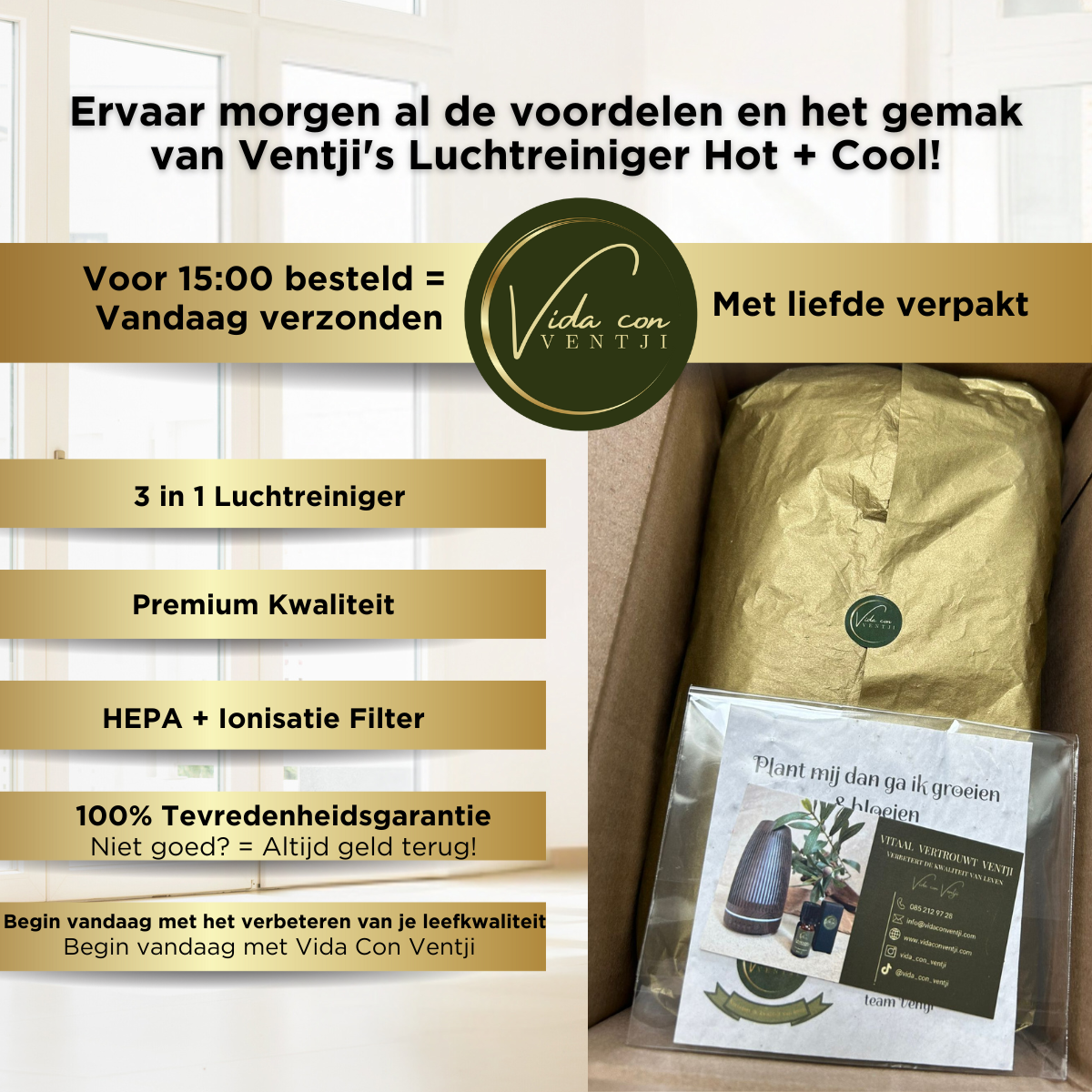 3-in-1 Elektrische Kachel met Ventilator en Luchtreiniger